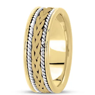10K y-w-y-w-y gold 7mm. sand blast hand-made-woven-wedding-band - alternate view 6 thumbnail