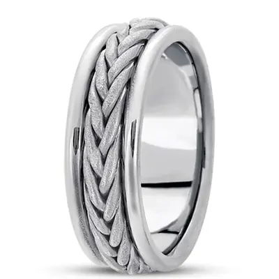 Traditional Cross-satin Hand Woven Wedding Band 