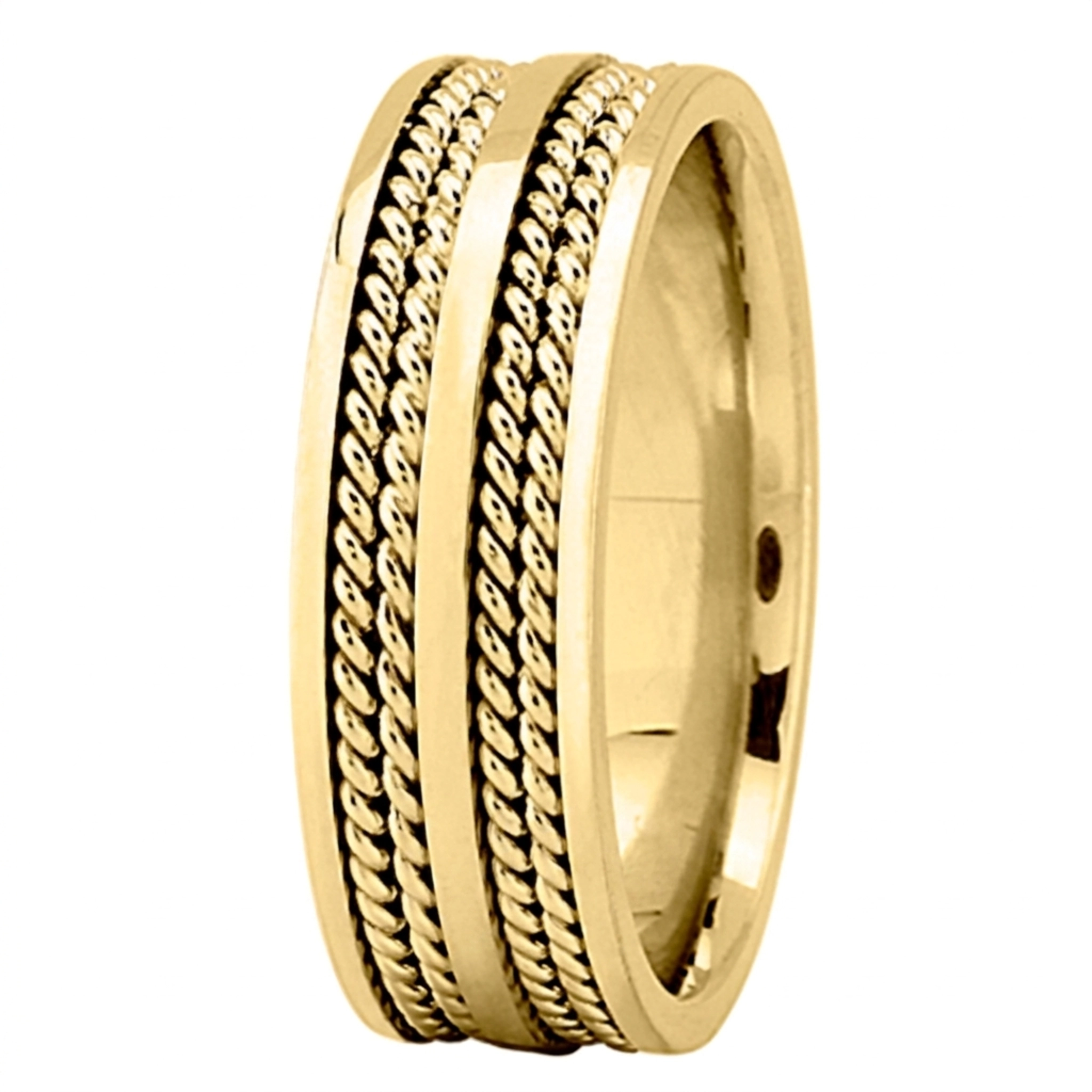 10K yellow gold 7mm. high polish Two-Row-Double-Braided-Wedding-Band - alternate view 3