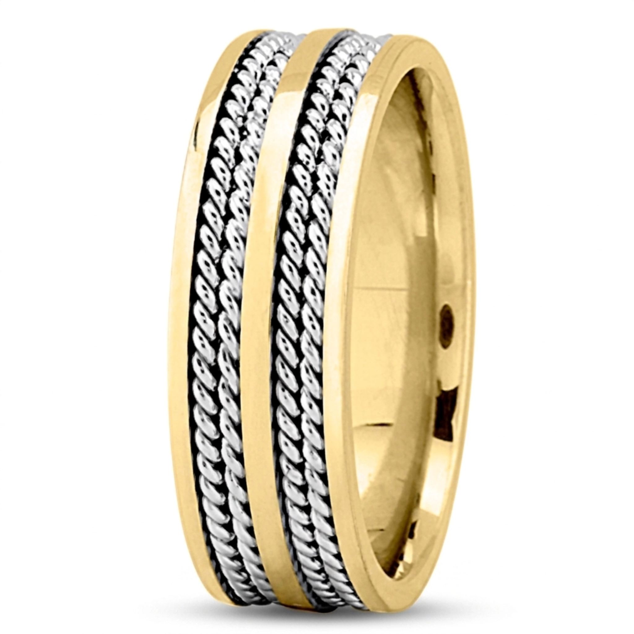 10K y-w-y-w-y gold 7mm. high polish Two-Row-Double-Braided-Wedding-Band - alternate view 4