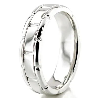 10K white gold 6mm. high polish Round-Edge-Rolex-Style-Wedding-Band - alternate view 4 thumbnail