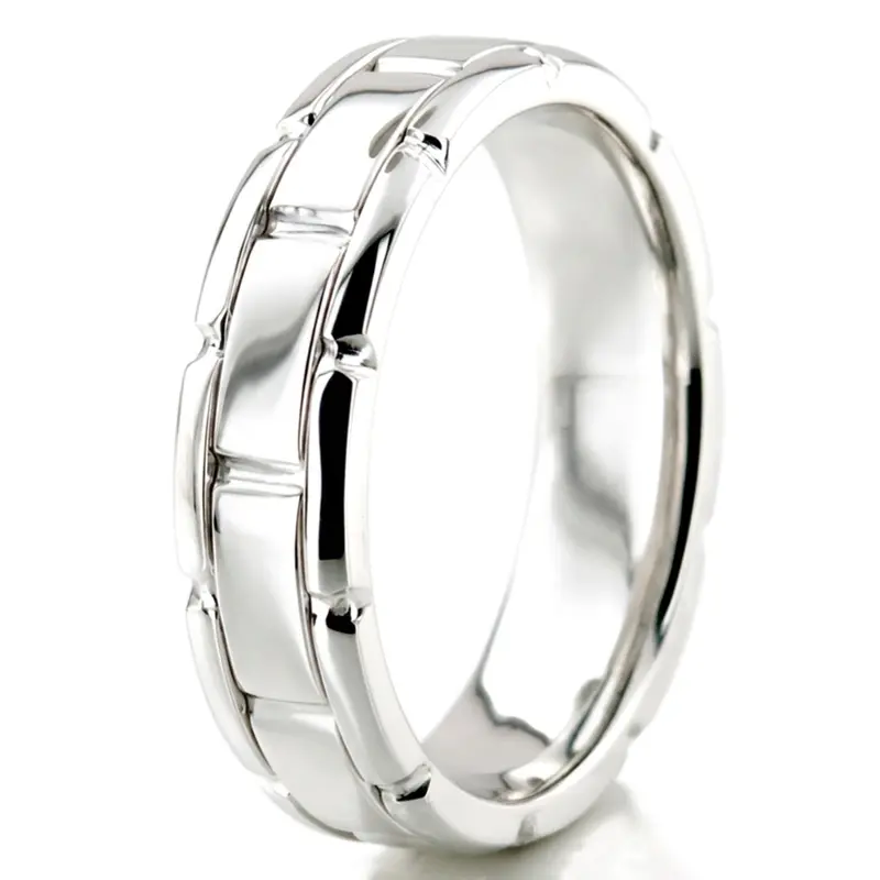 10K white gold 6mm. high polish Round-Edge-Rolex-Style-Wedding-Band - alternate view 4