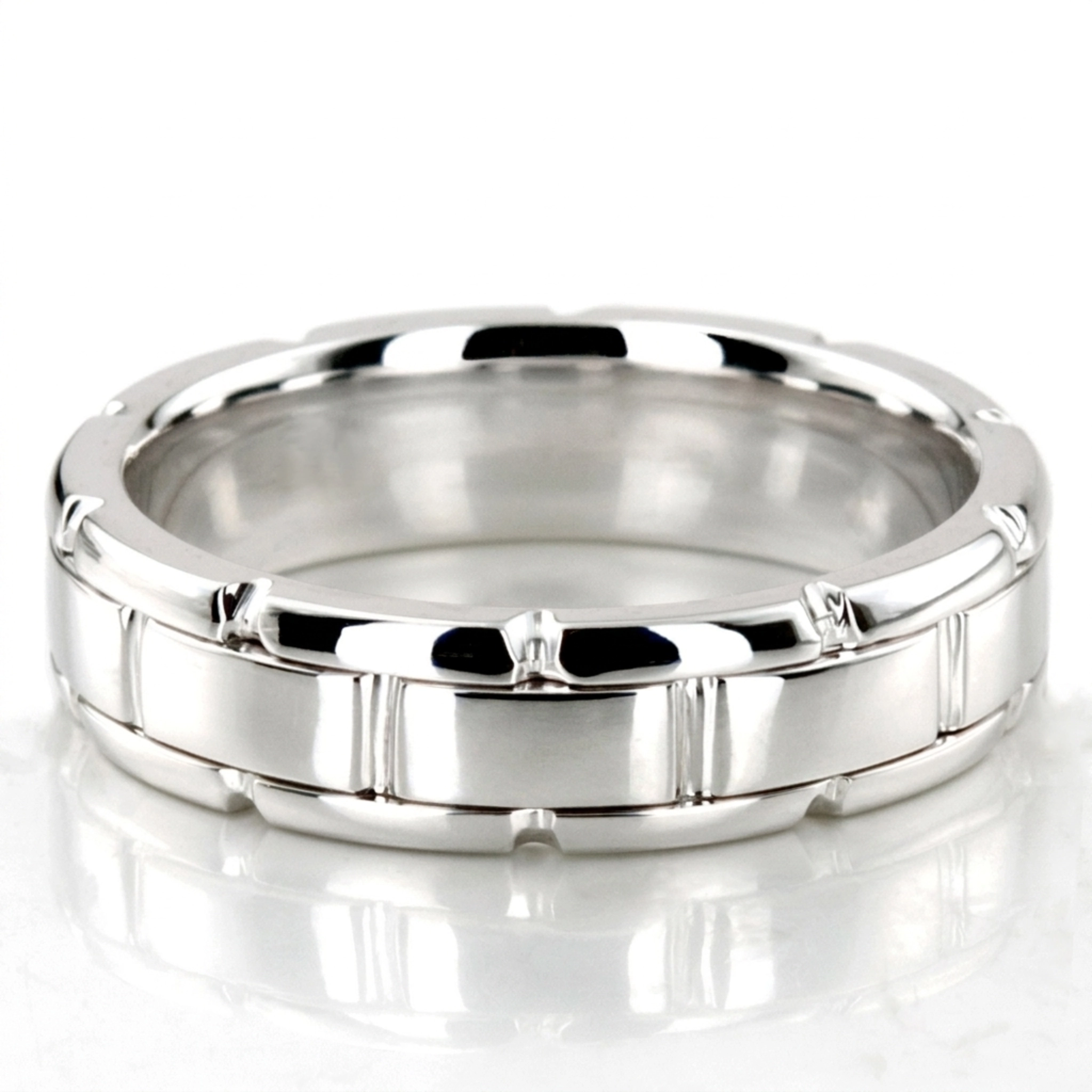 10K white gold 6mm. high polish Round-Edge-Rolex-Style-Wedding-Band - main view