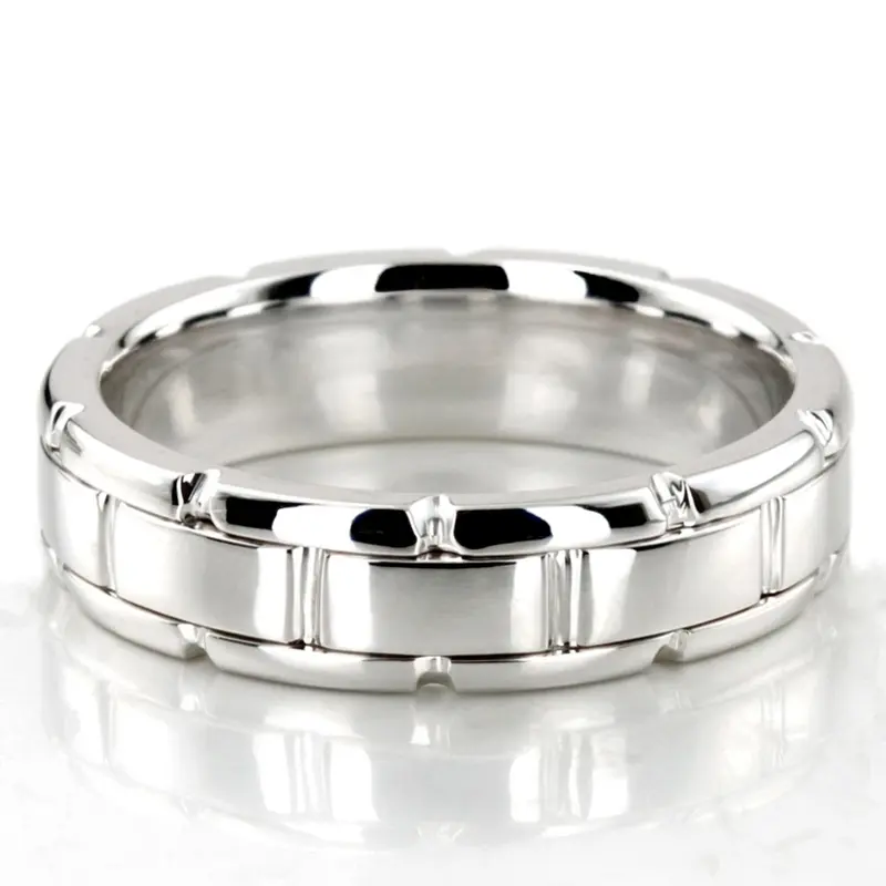 10K white gold 6mm. high polish Round-Edge-Rolex-Style-Wedding-Band - main view
