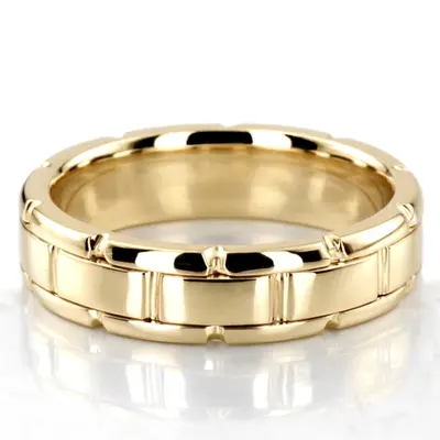 10K yellow gold 6mm. high polish Round-Edge-Rolex-Style-Wedding-Band - alternate view 3 thumbnail