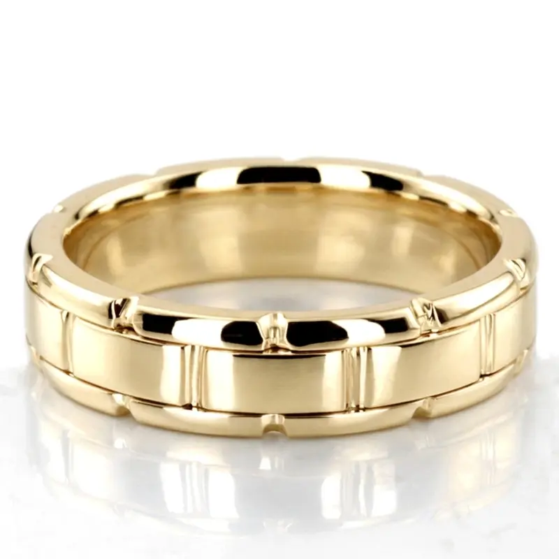 10K yellow gold 6mm. high polish Round-Edge-Rolex-Style-Wedding-Band - alternate view 3