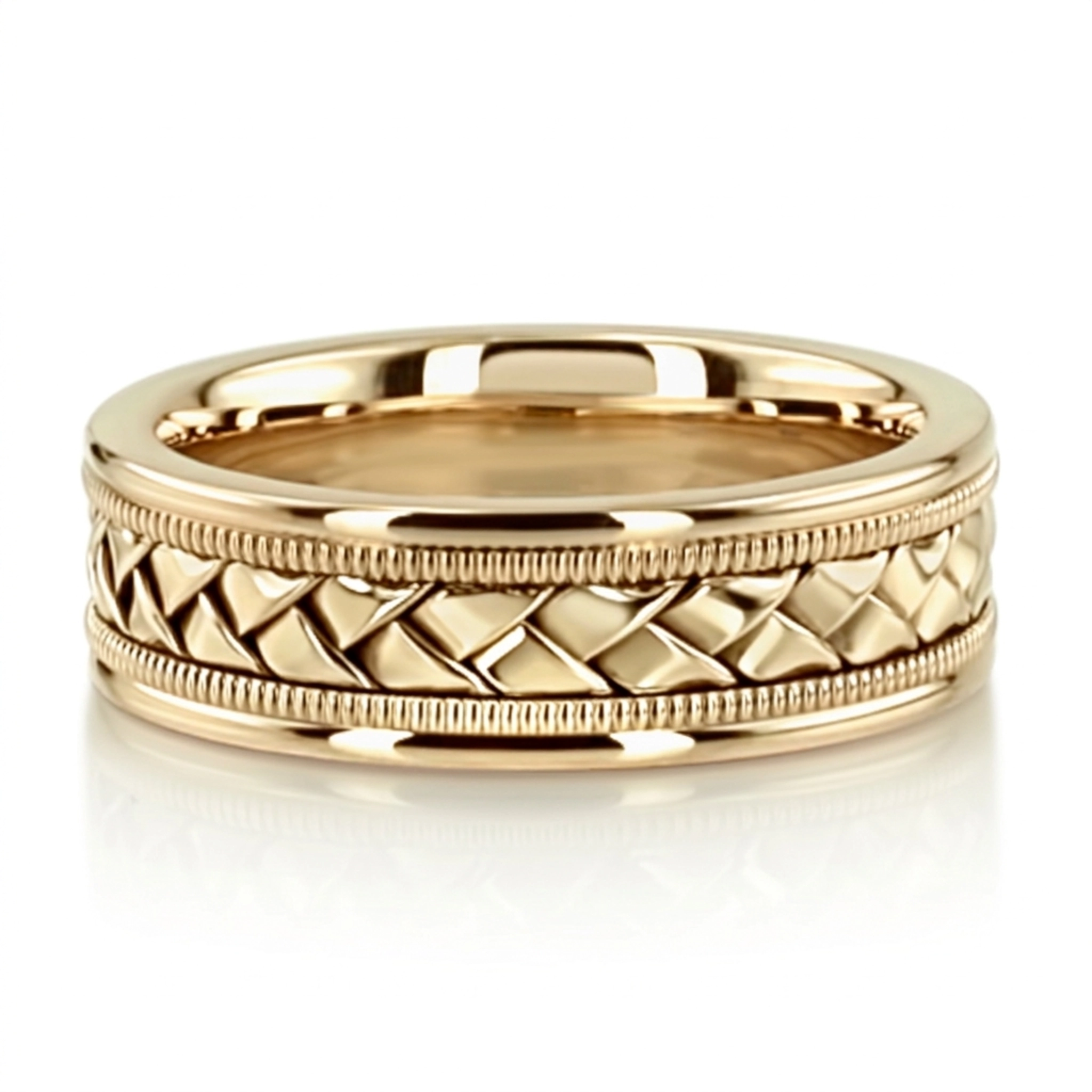 10K yellow gold 6mm. high polish hand-made-woven-wedding-band - alternate view 3