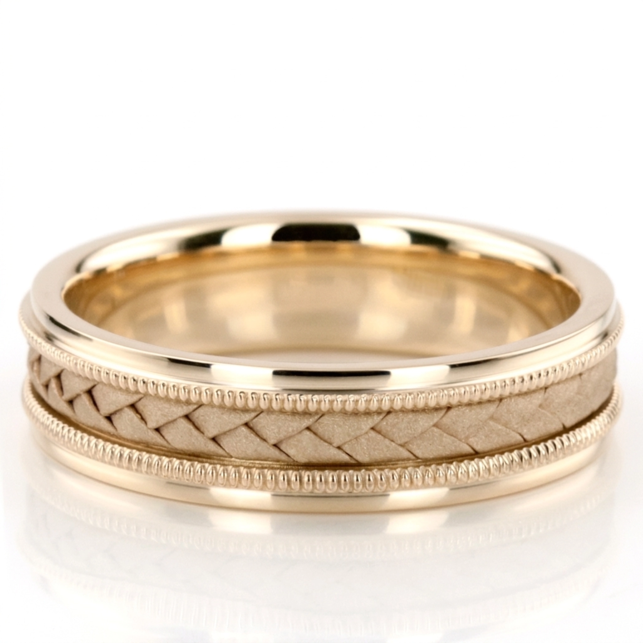 10K yellow gold 6mm. sand blast hand-made-woven-wedding-band - alternate view 7