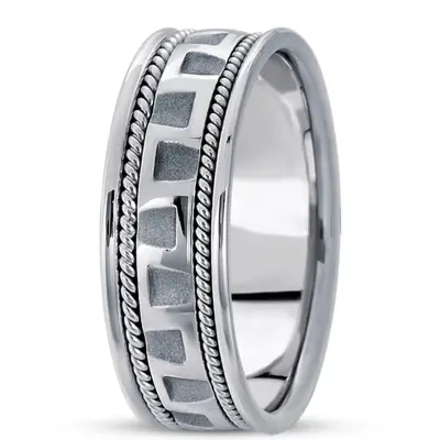 10K white gold 7.5mm. high polish hand-made-modern-wedding-band - main view thumbnail