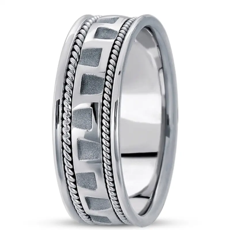 platinum 7.5mm. high polish hand-made-modern-wedding-band - main view