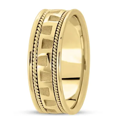 10K yellow gold 7.5mm. high polish hand-made-modern-wedding-band - alternate view 3 thumbnail