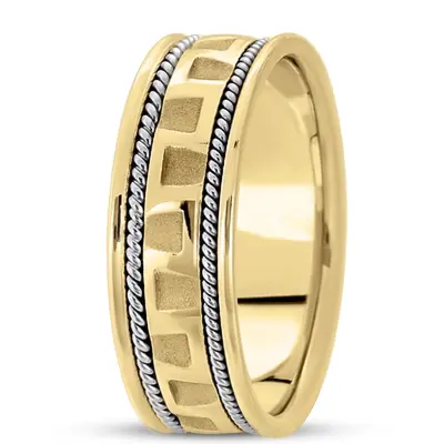 10K y-w-y-w-y gold 7.5mm. high polish hand-made-modern-wedding-band - alternate view 5 thumbnail