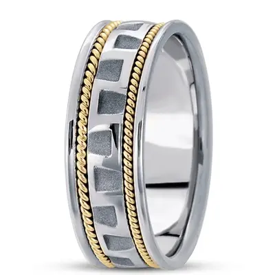10K w-y-w-y-w gold 7.5mm. high polish hand-made-modern-wedding-band - alternate view 6 thumbnail