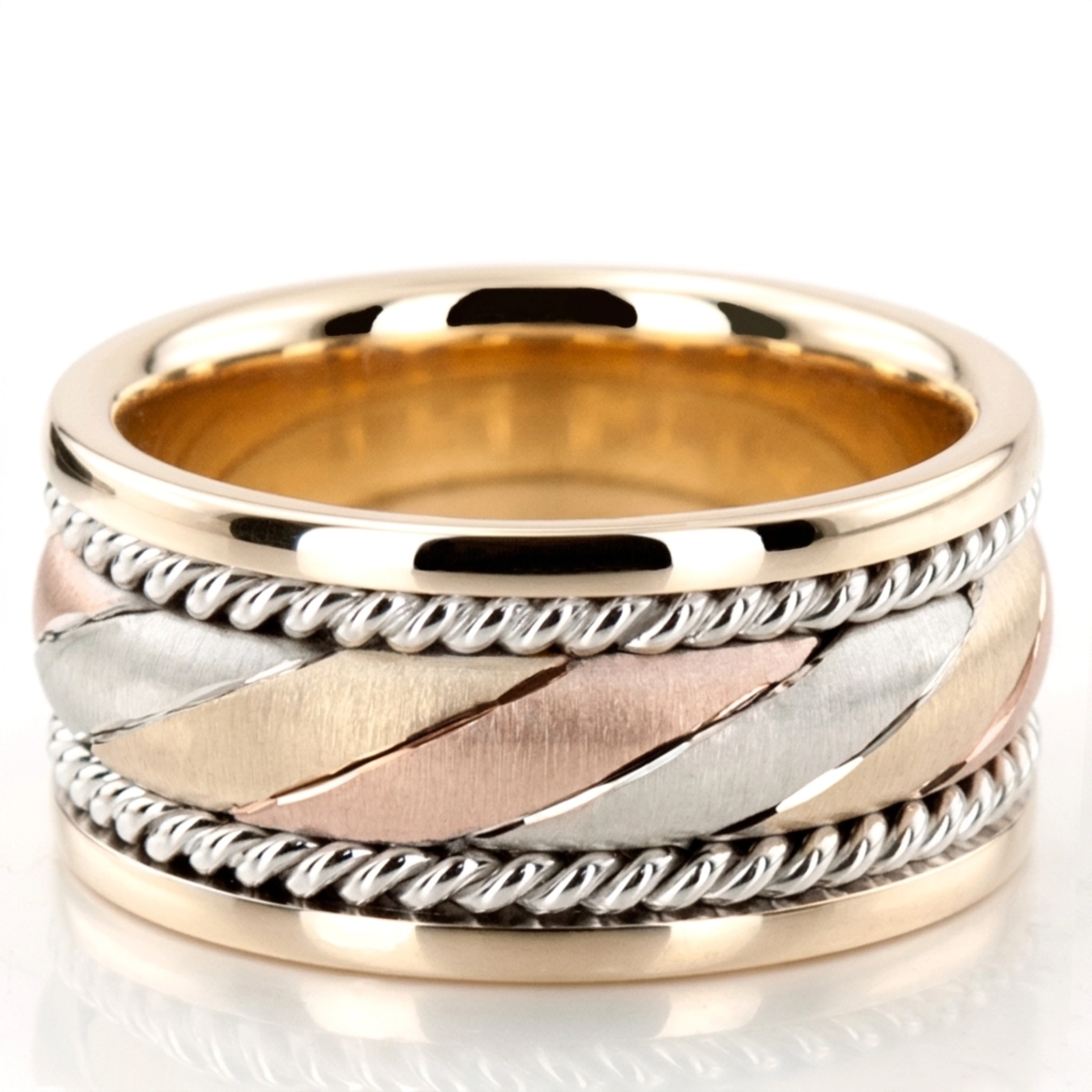 10K same as picture gold 10mm. cross satin hand-made-hand-woven-wedding-band - alternate view 3