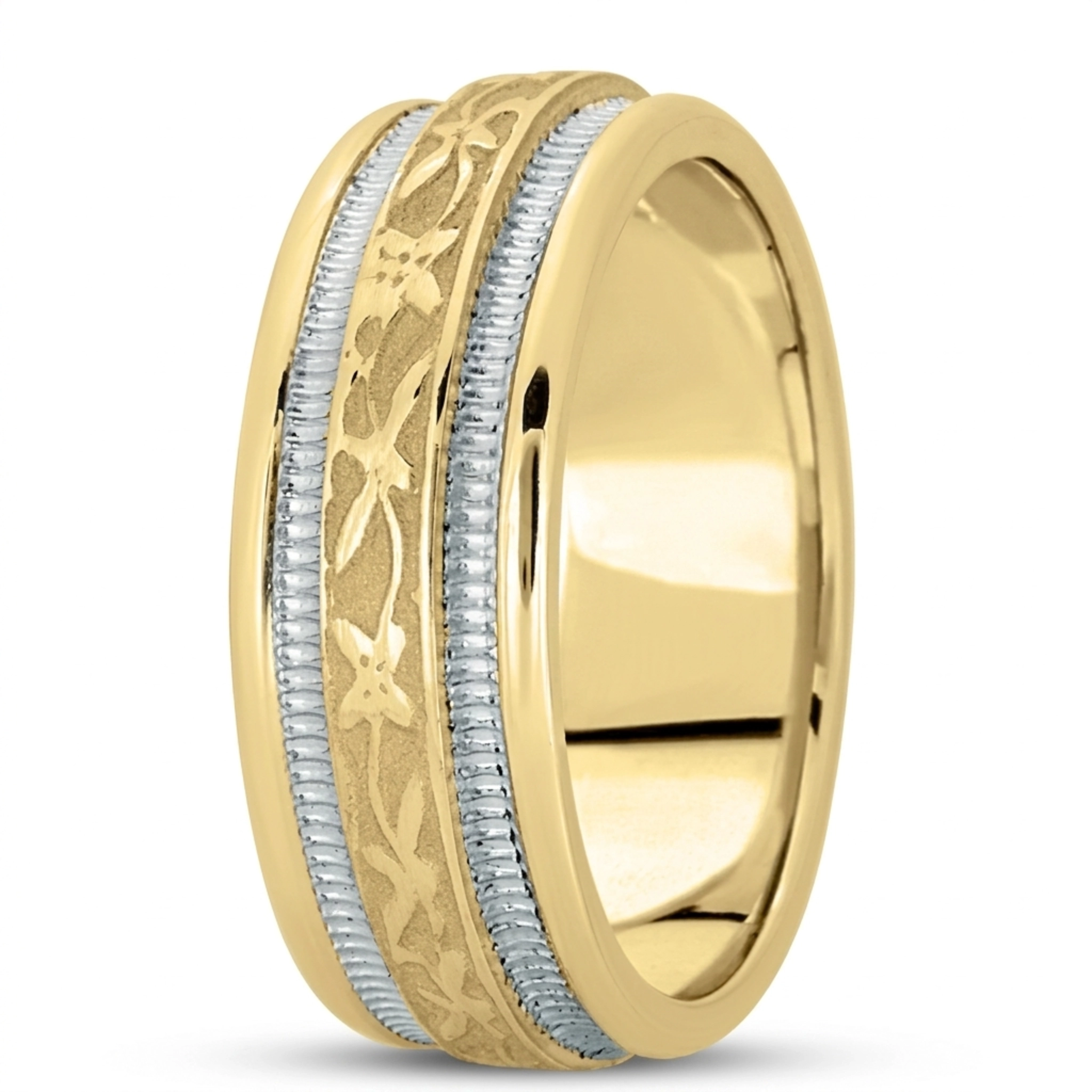 10K y-w-y-w-y gold 8mm. high polish hand-made-antique-wedding-band - alternate view 3
