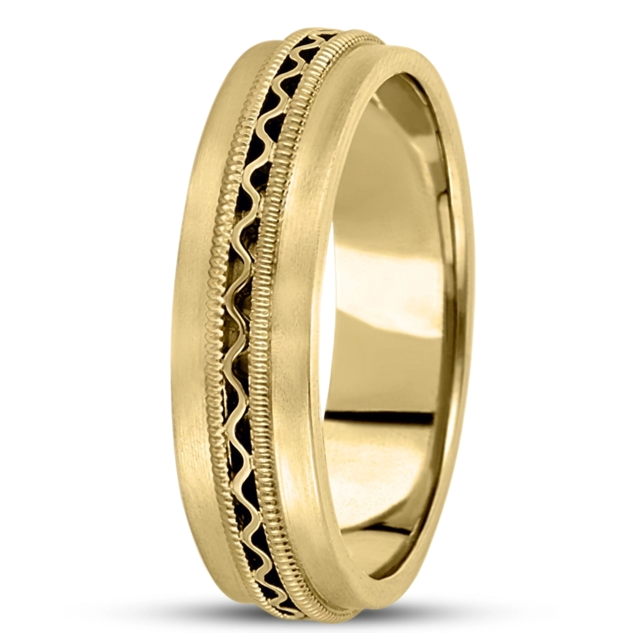 18K yellow gold 6mm. satin hand-made-contemporary-wedding-band - alternate view 3