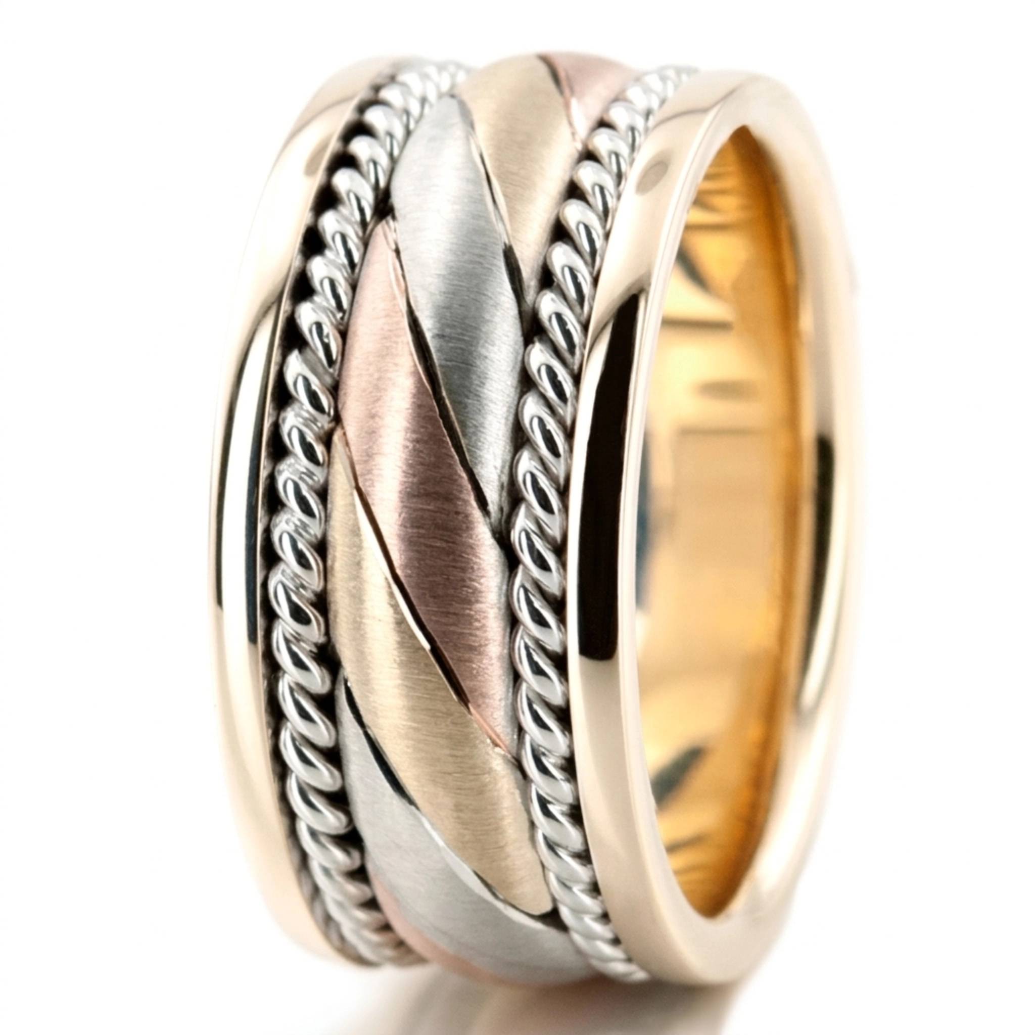 10K same as picture gold 10mm. cross satin hand-made-hand-woven-wedding-band - alternate view 4