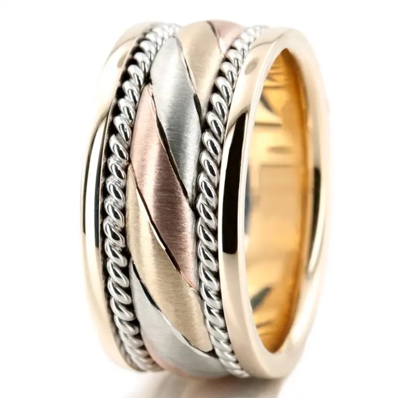10K same as picture gold 10mm. cross satin hand-made-hand-woven-wedding-band - alternate view 4
