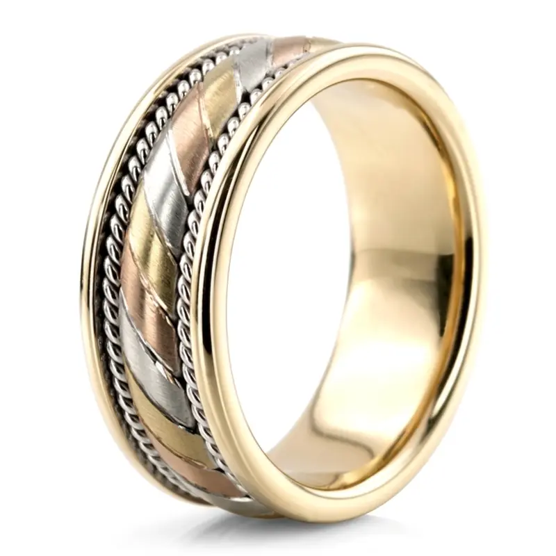10K same as picture gold 8mm. cross satin hand-made-hand-woven-wedding-band - alternate view 2
