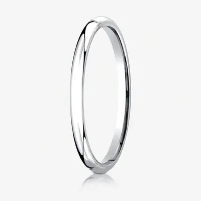 10K white gold 2mm. high polish Plain-Dome-Comfort-Fit-Wedding-Band - alternate view 3 thumbnail