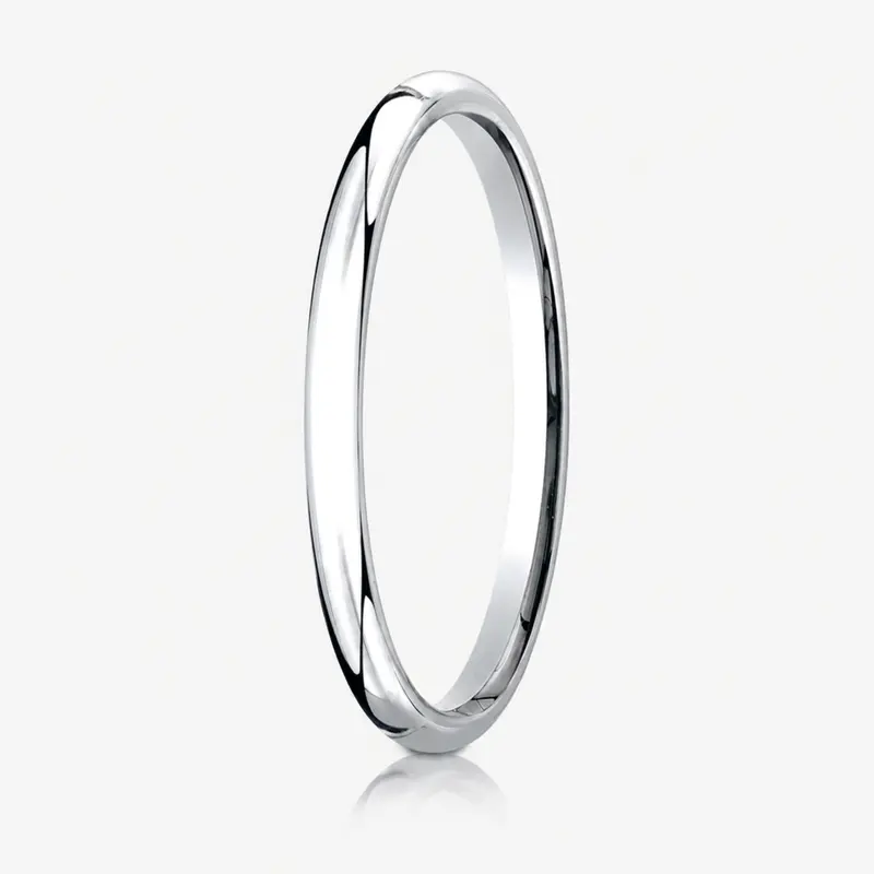 10K white gold 2mm. high polish Plain-Dome-Comfort-Fit-Wedding-Band - alternate view 3