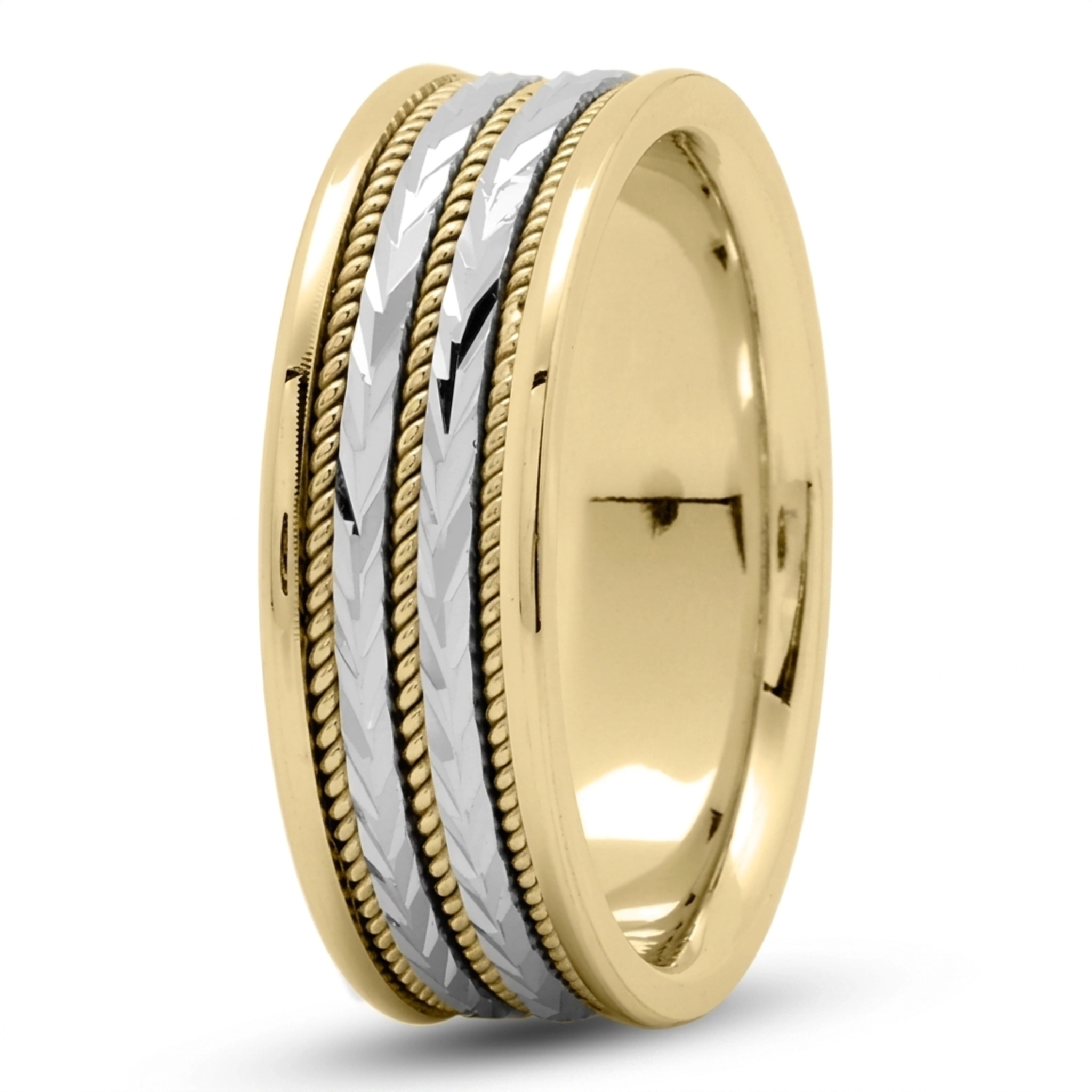 10K y-w-y-w-y gold 7mm. high polish classic-handcrafted-wedding-ring - main view