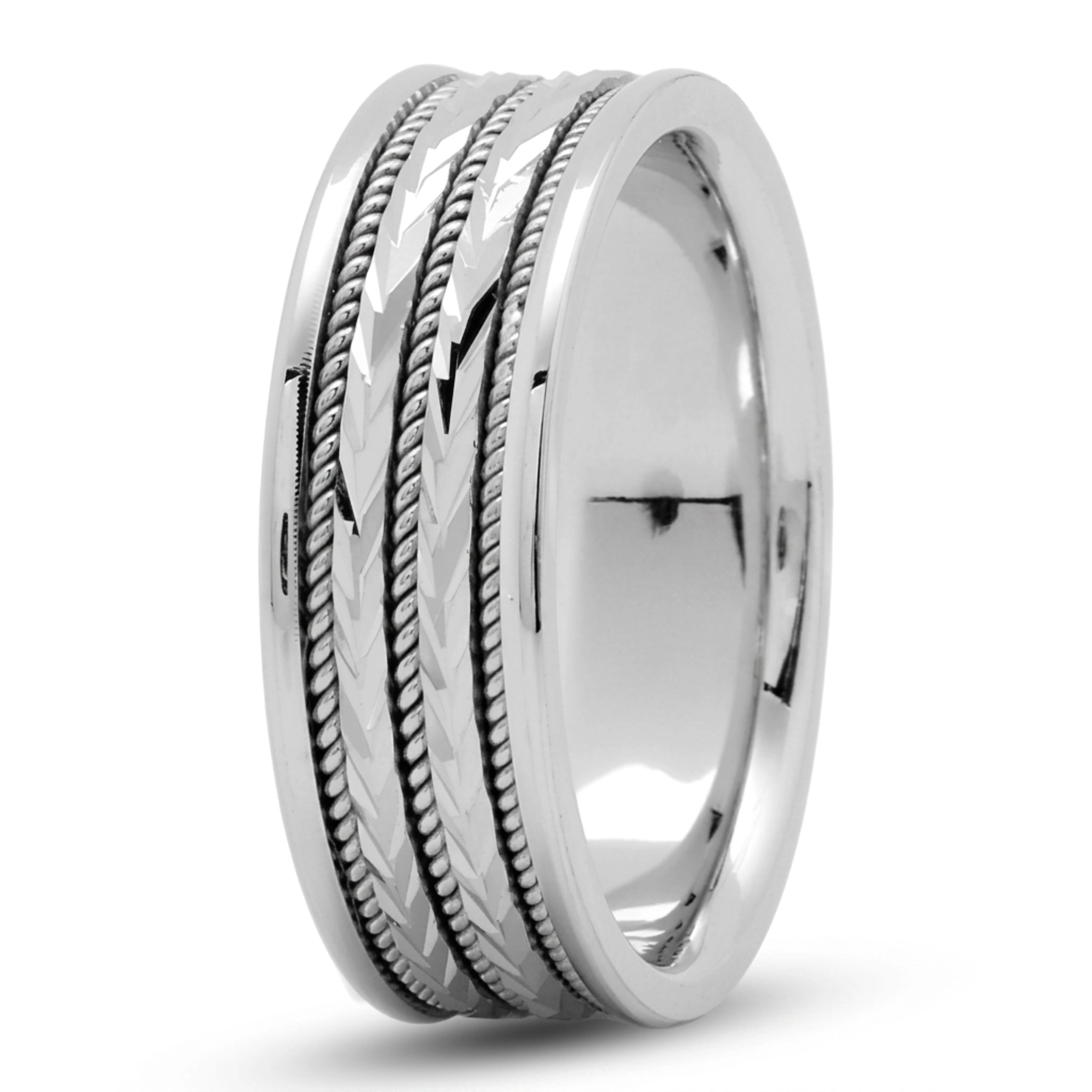 10K white gold 7mm. high polish classic-handcrafted-wedding-ring - alternate view 2