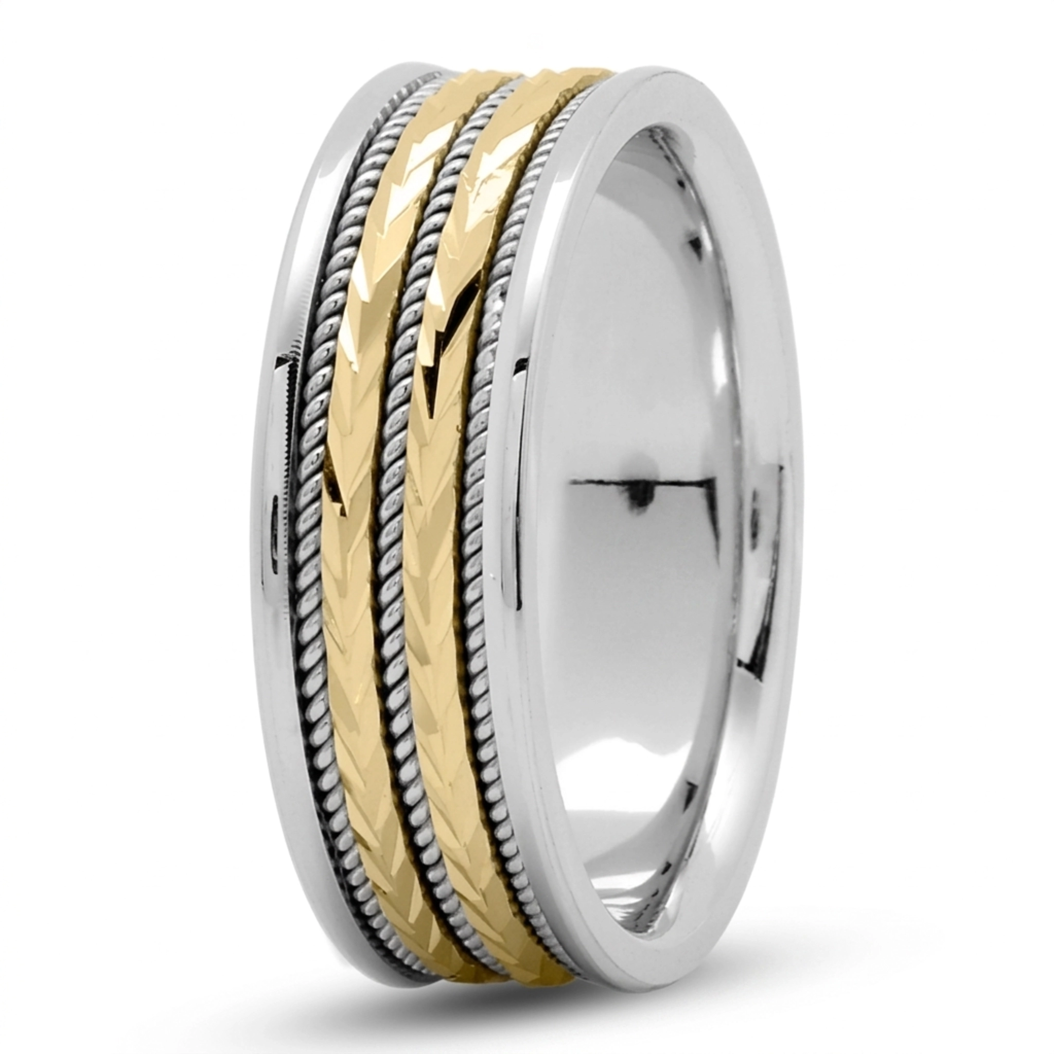 10K w-y-w-y-w gold 7mm. high polish classic-handcrafted-wedding-ring - alternate view 4