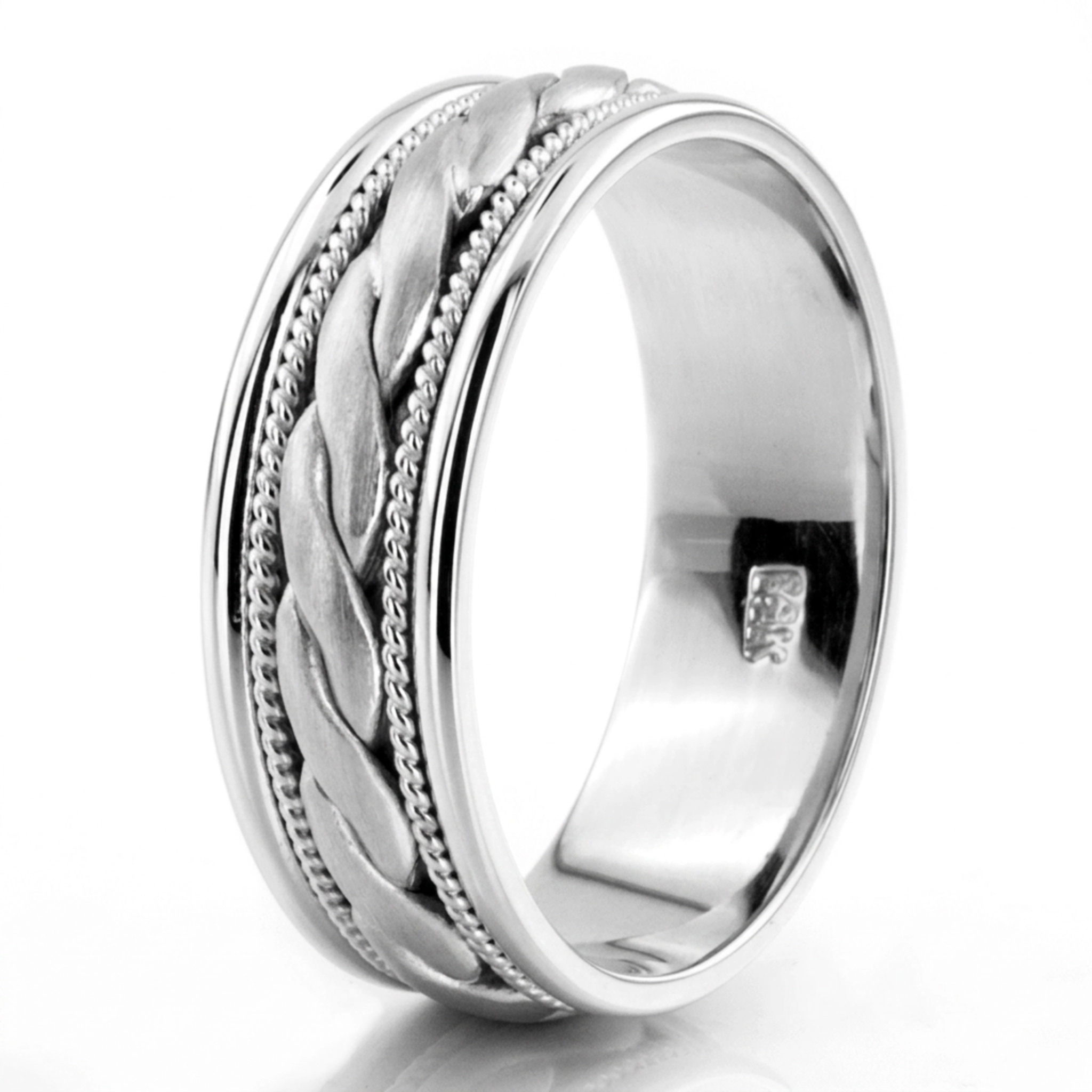 10K white gold 7mm. satin hand-made-wedding-ring - alternate view 6