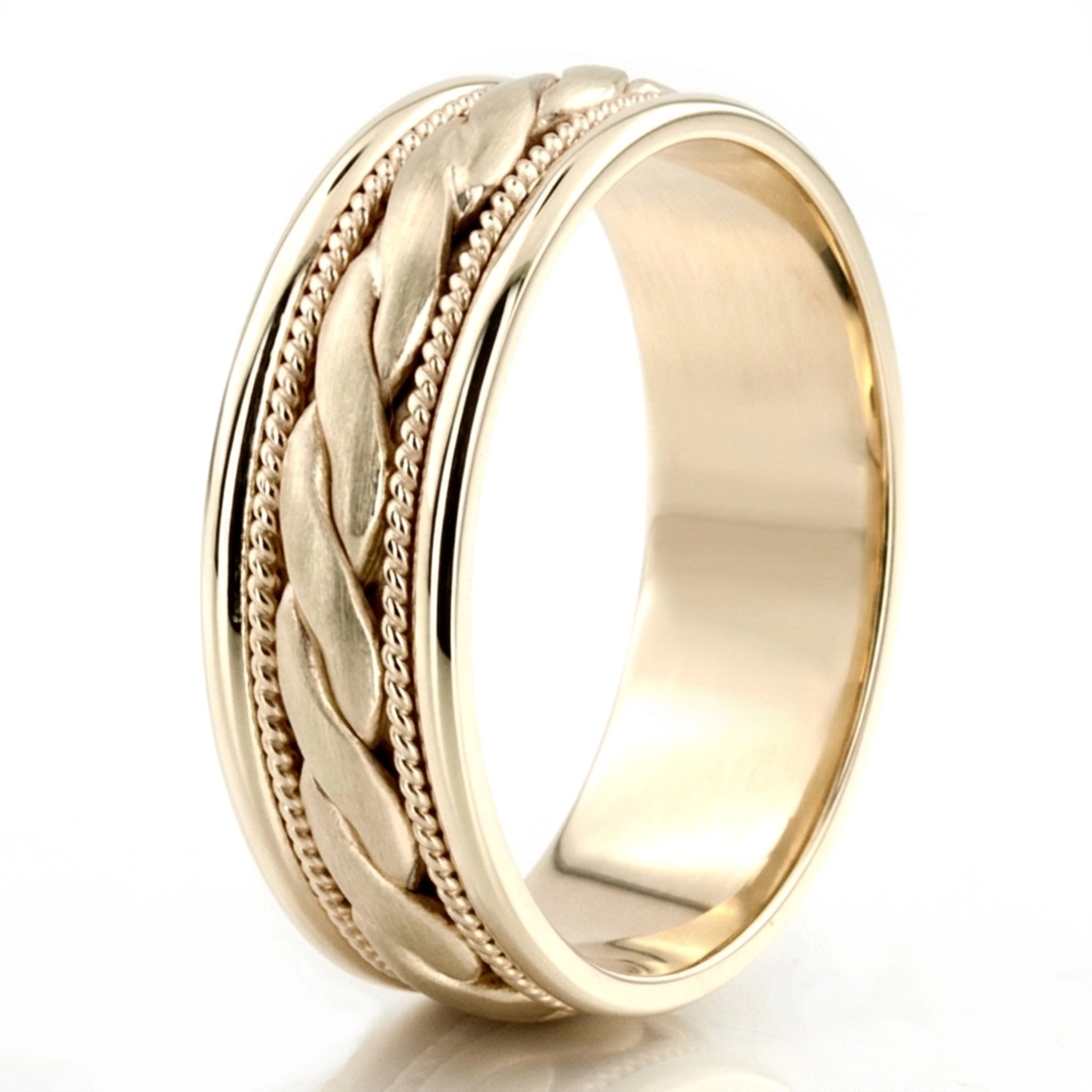 10K yellow gold 7mm. satin hand-made-wedding-ring - alternate view 5