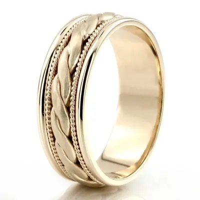 10K yellow gold 7mm. satin hand-made-wedding-ring - alternate view 5 thumbnail