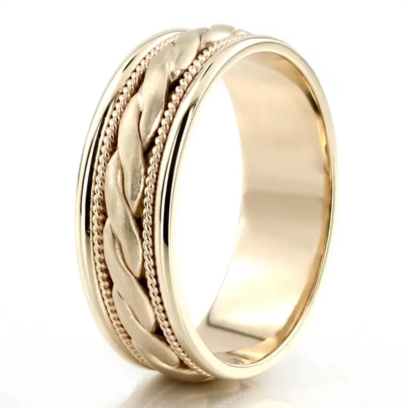 10K yellow gold 7mm. satin hand-made-wedding-ring - alternate view 5