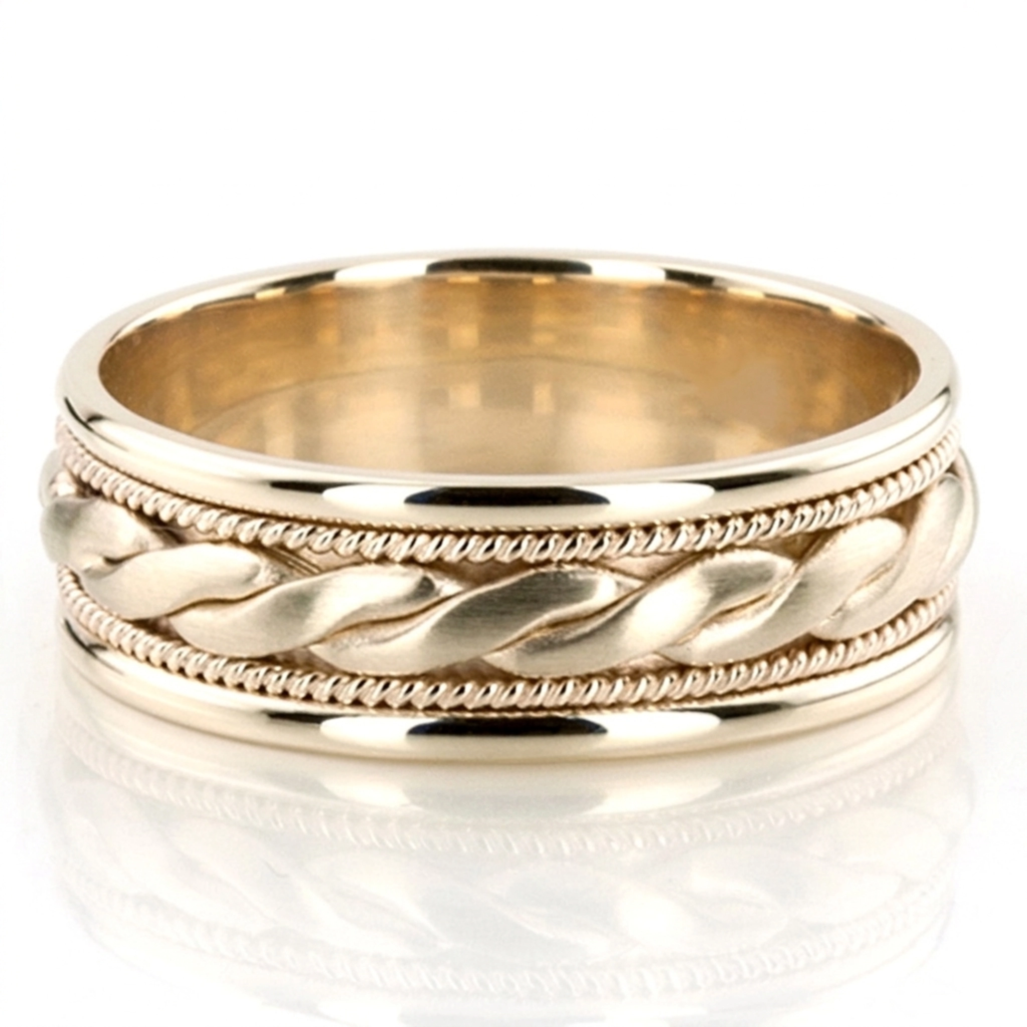 10K yellow gold 7mm. satin hand-made-wedding-ring - main view