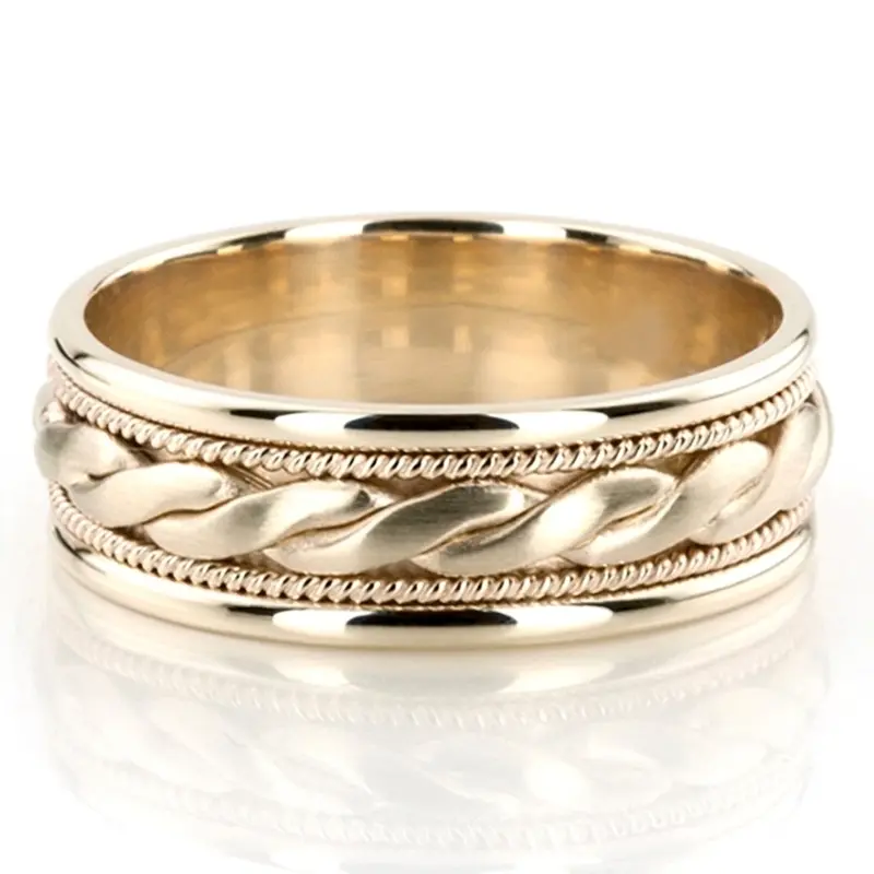 10K yellow gold 7mm. satin hand-made-wedding-ring - main view