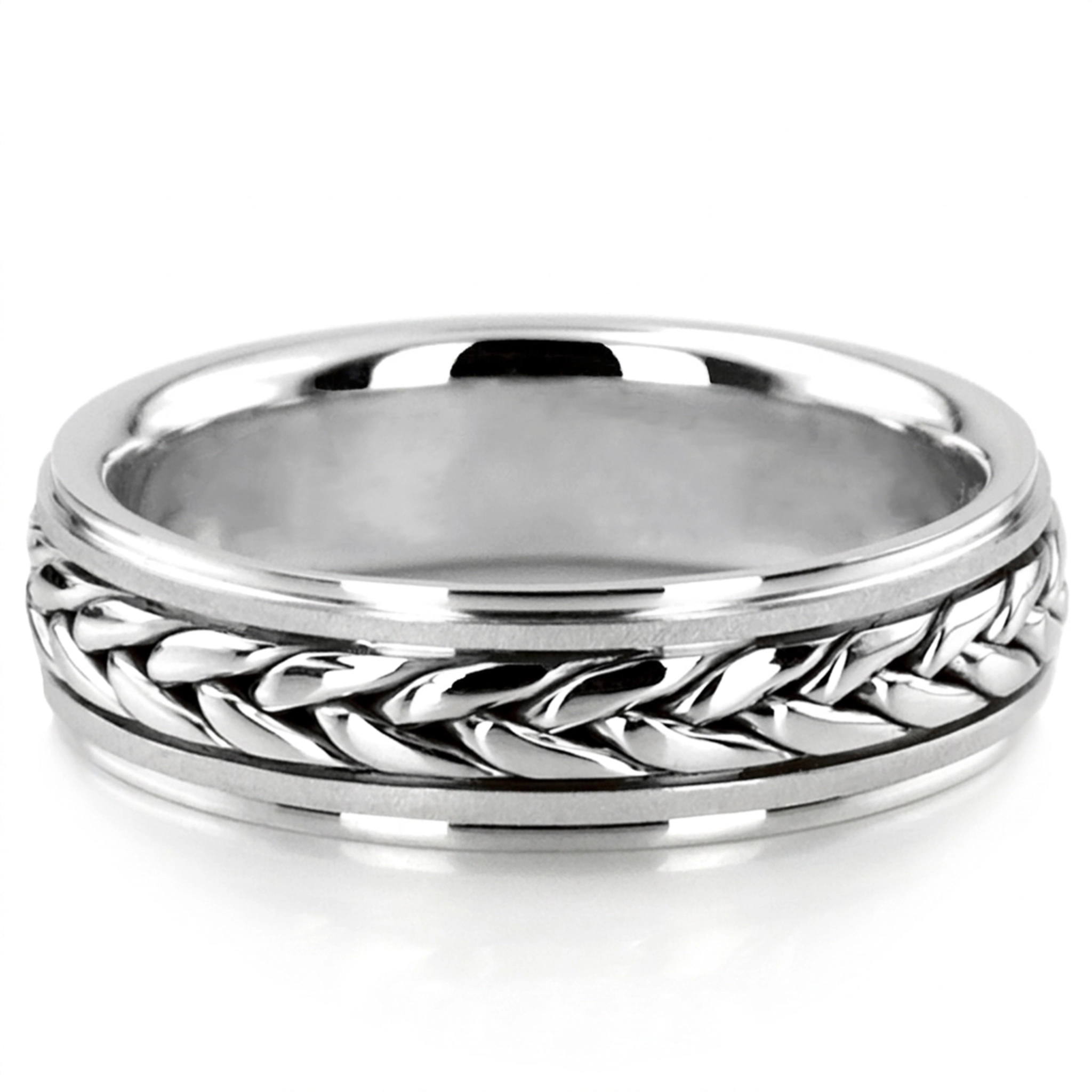 10K white gold 6mm. same as picture hand-made-wedding-ring - alternate view 3