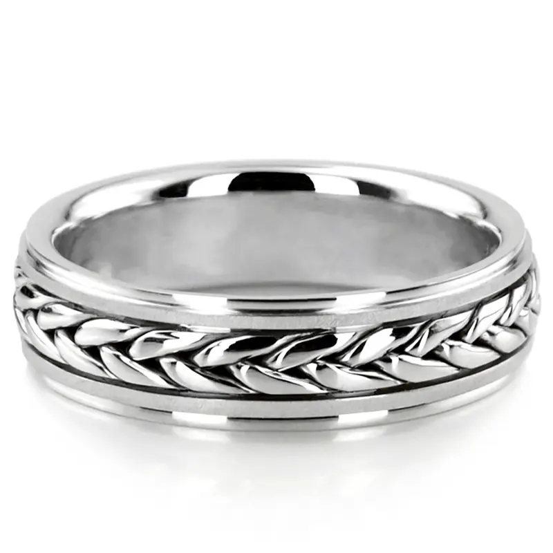 14K white gold 6mm. same as picture hand-made-wedding-ring - alternate view 3