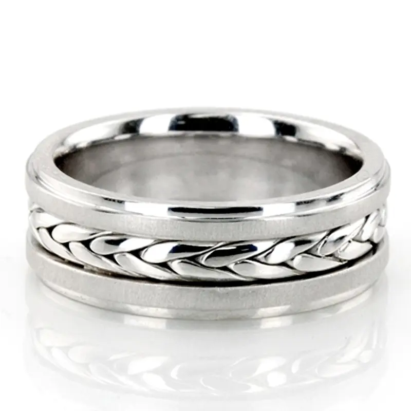 14K white gold 7mm. same as picture hand-made-wedding-ring - main view
