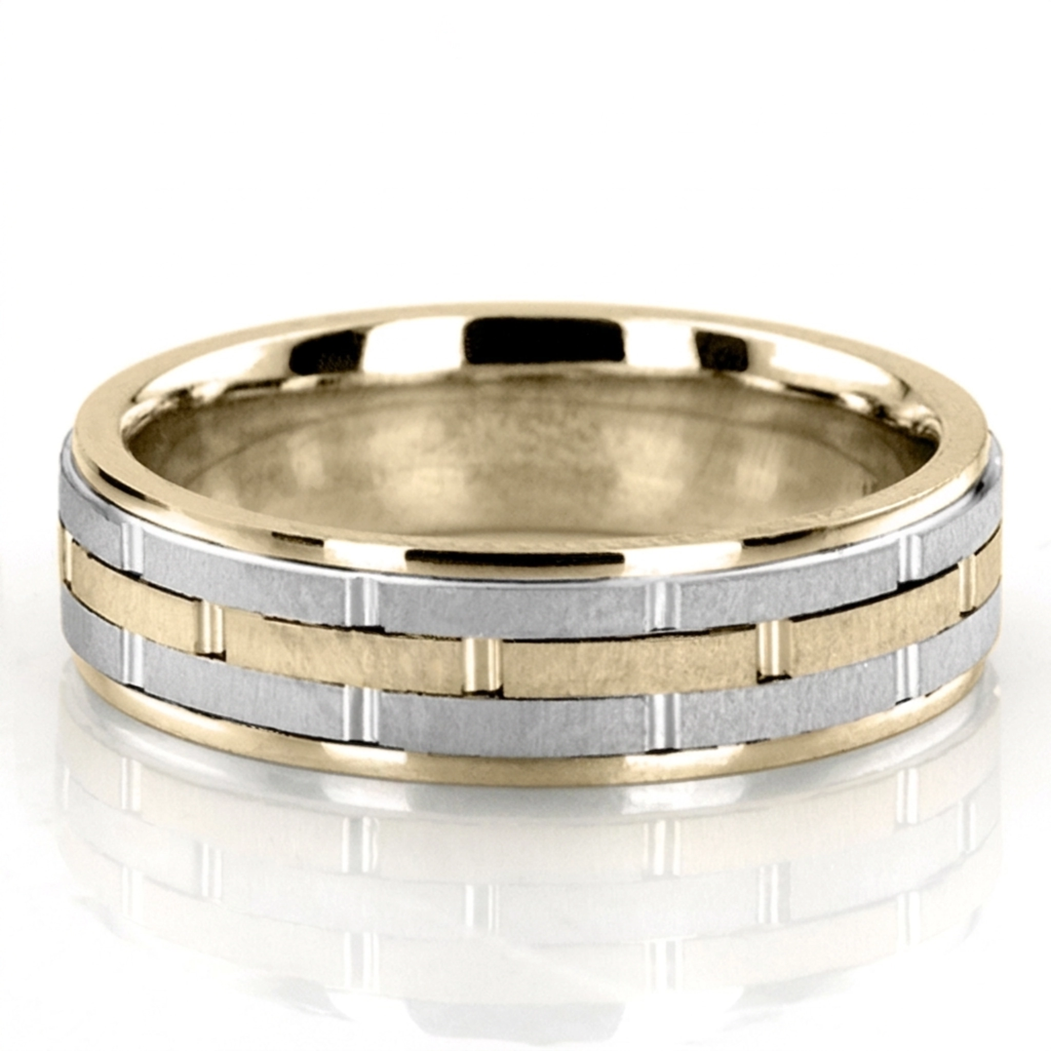 10K y-w-y-w-y gold 6mm. cross satin hand-made-wedding-band - alternate view 2