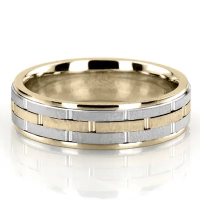 Grooved Two-Color Handcrafted Wedding Ring  - view 2 of 4