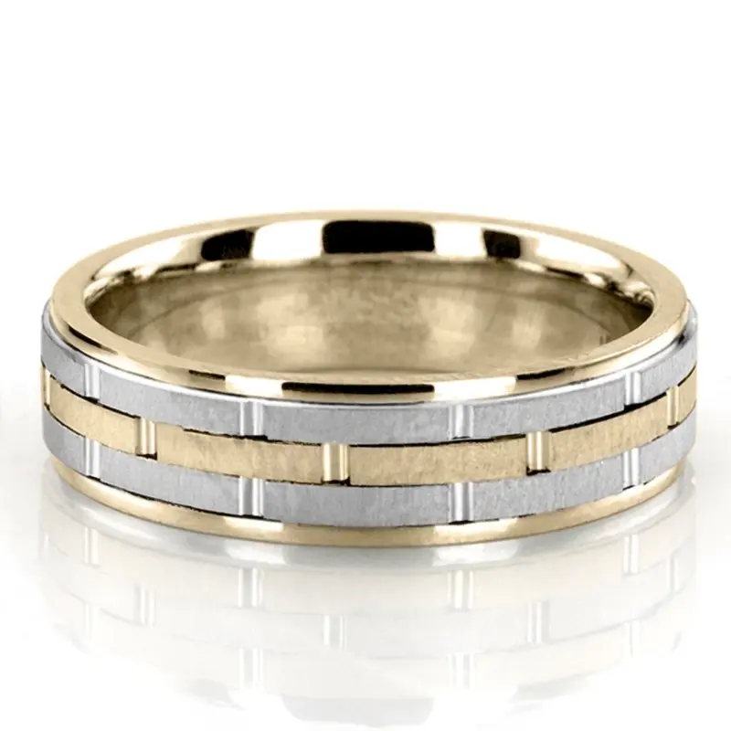 10K y-w-y-w-y gold 6mm. cross satin hand-made-wedding-band - alternate view 2