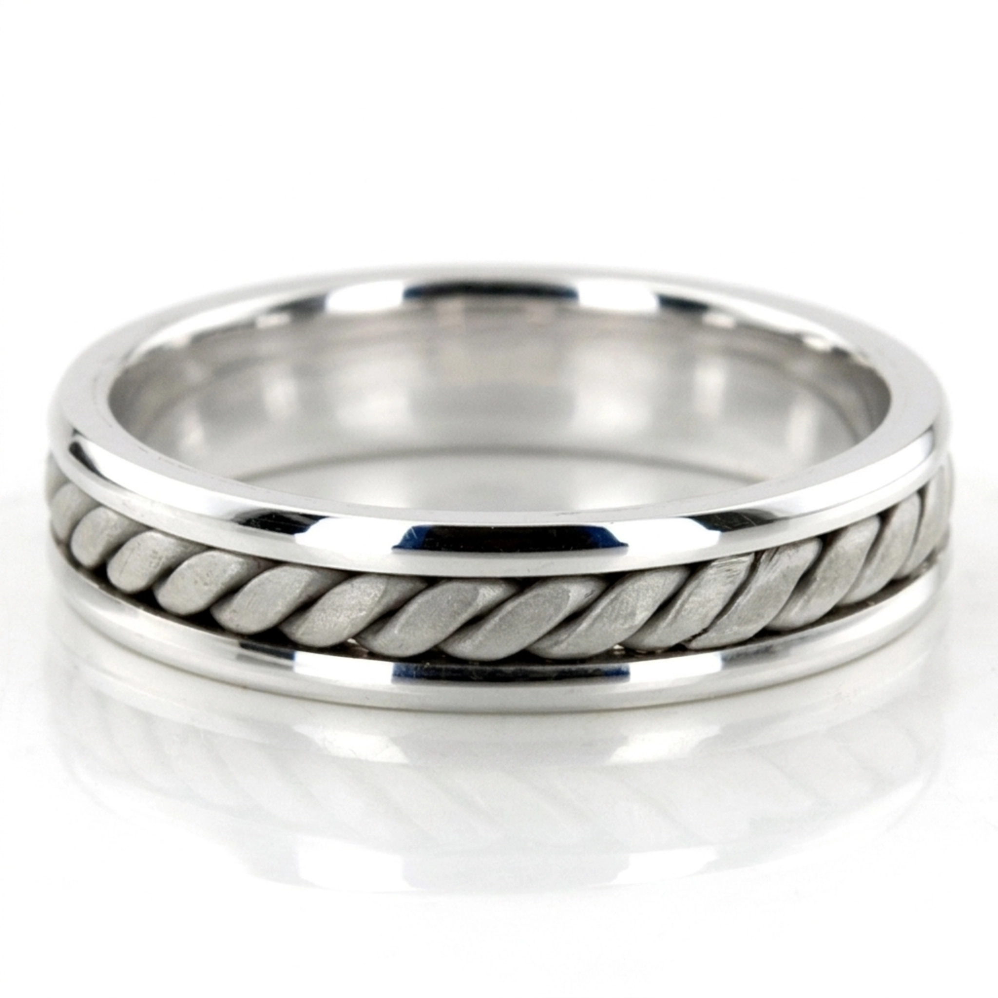10K white gold 5.5mm. satin finish hand-made-wedding-ring - main view