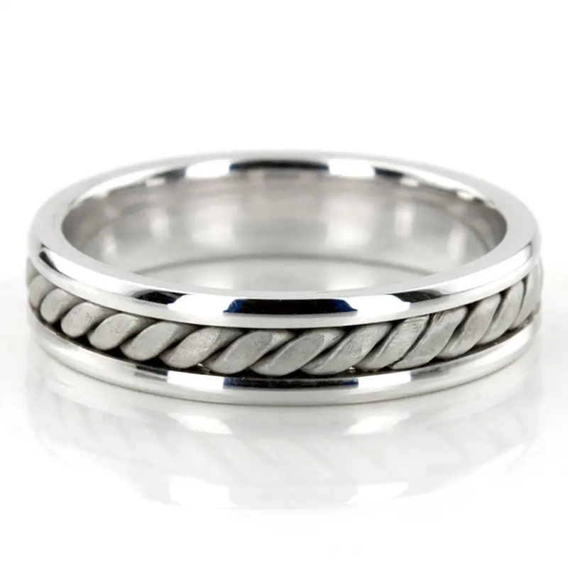 14K white gold 5.5mm. satin finish hand-made-wedding-ring - main view