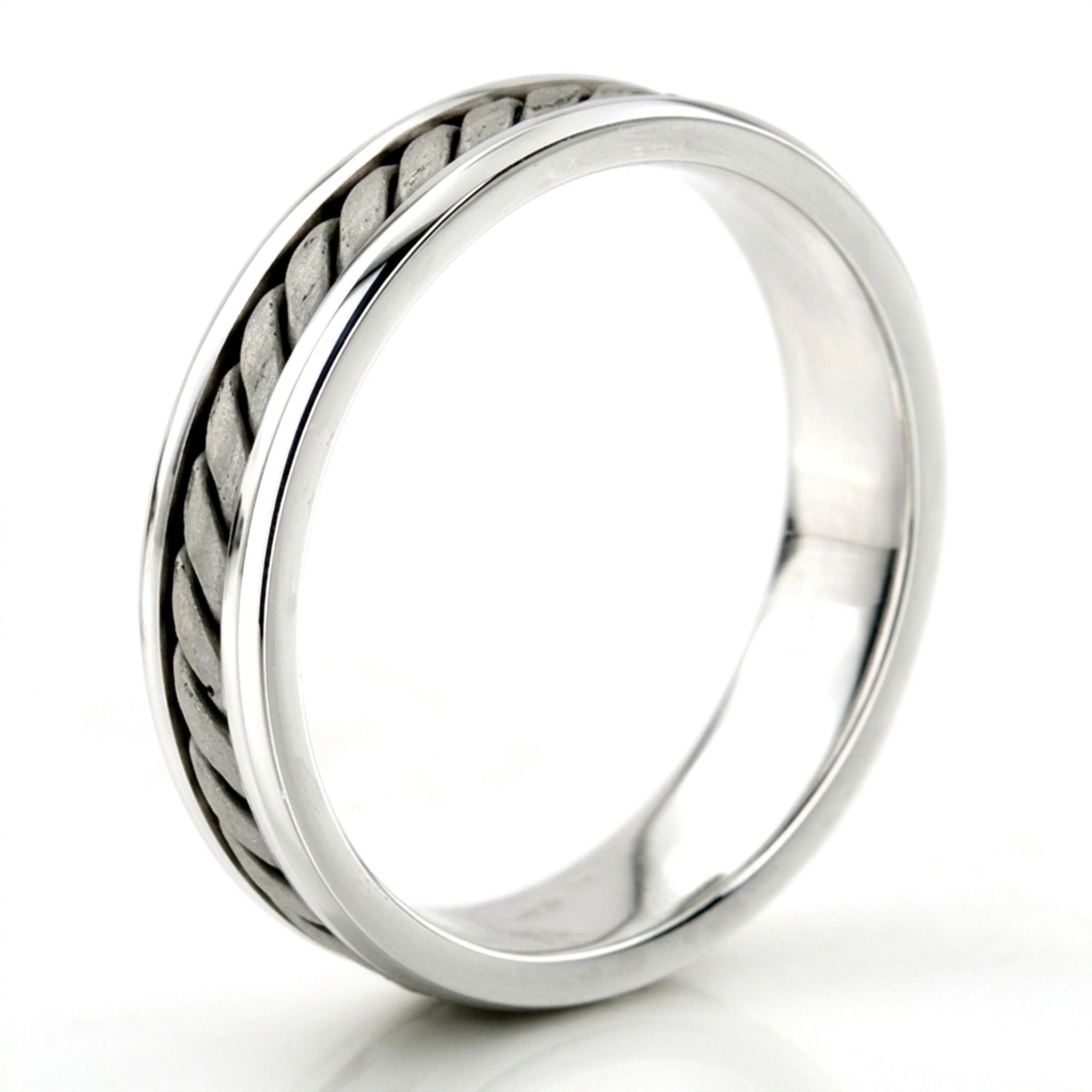 10K white gold 5.5mm. satin finish hand-made-wedding-ring - alternate view 3