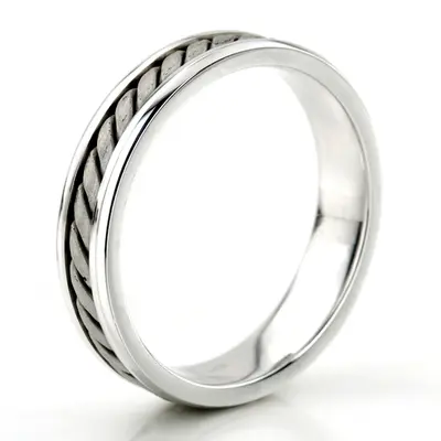 10K white gold 5.5mm. satin finish hand-made-wedding-ring - alternate view 3 thumbnail
