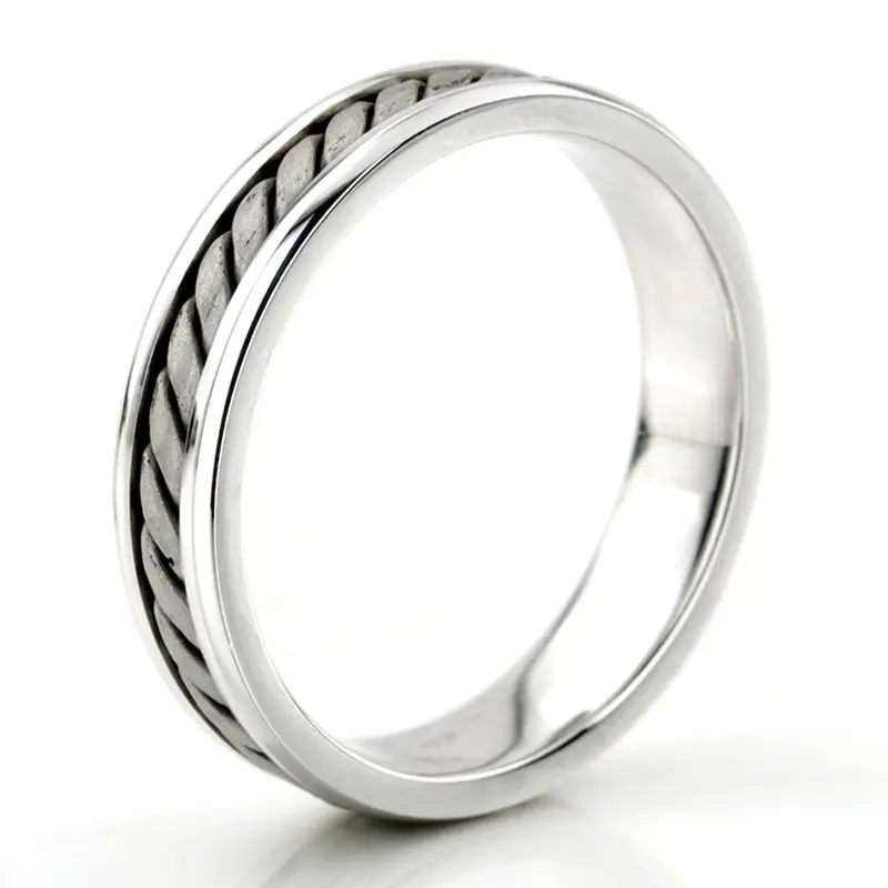 14K white gold 5.5mm. satin finish hand-made-wedding-ring - alternate view 3