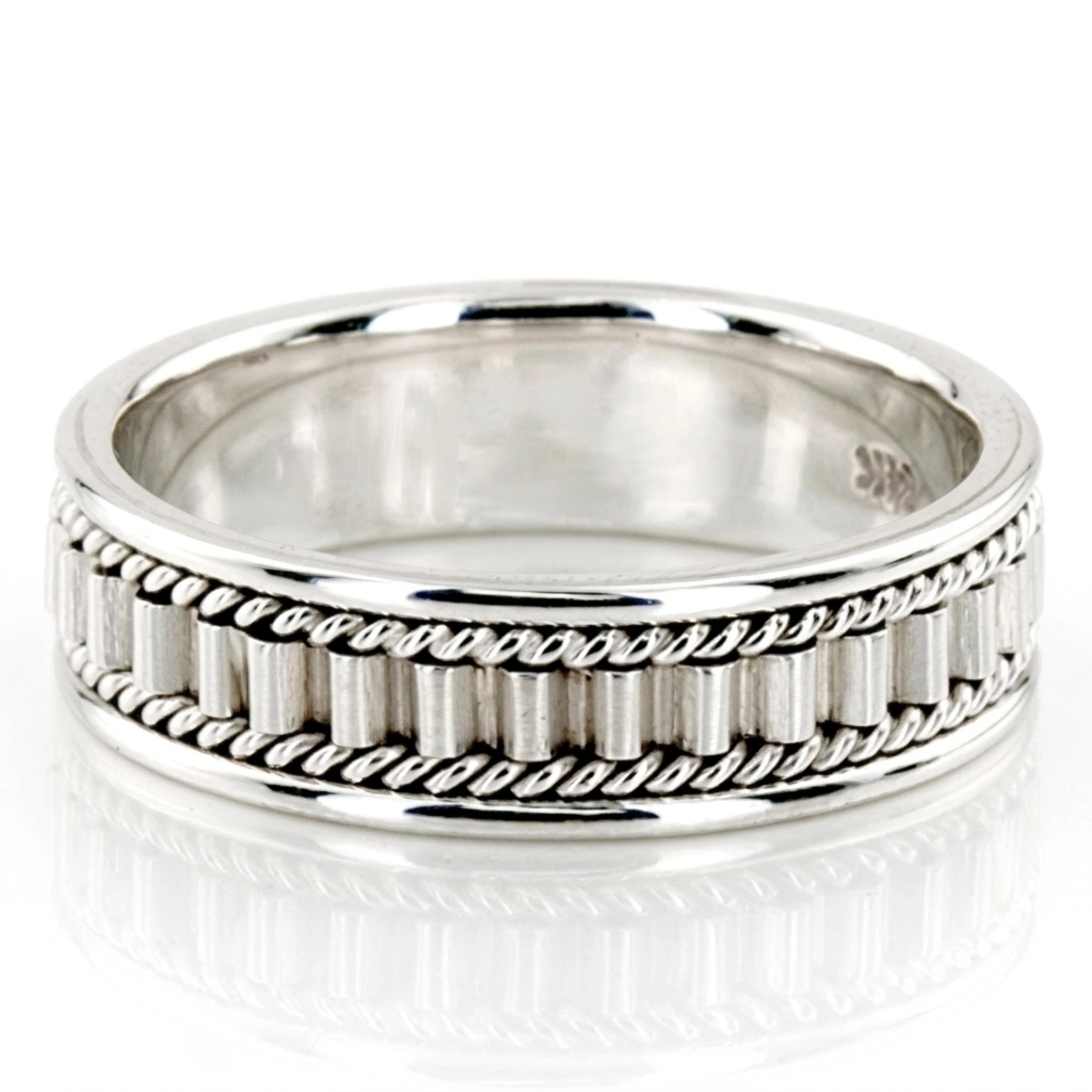 14K white gold 6mm. high polish Hand-made-wedding-ring - main view