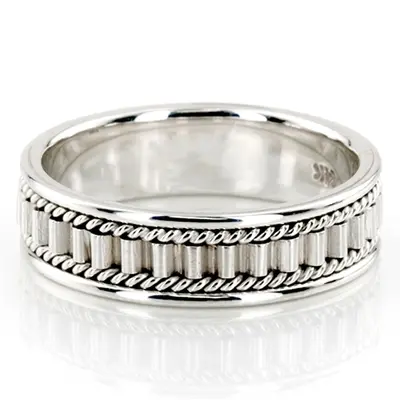 14K white gold 6mm. high polish Hand-made-wedding-ring - main view thumbnail