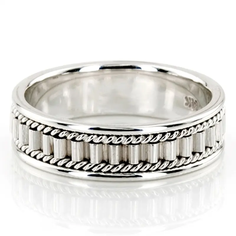 14K white gold 6mm. high polish Hand-made-wedding-ring - main view