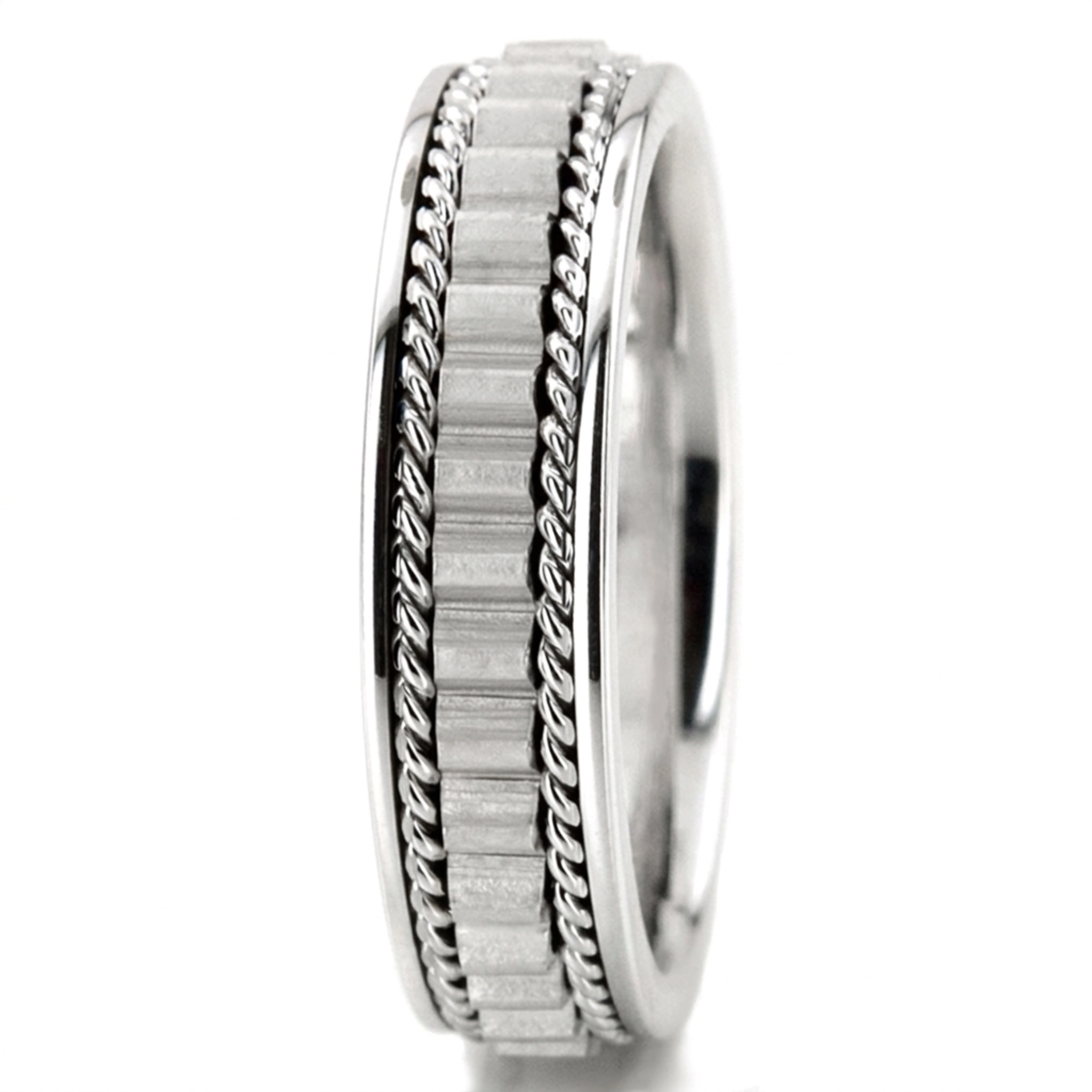 14K white gold 6mm. satin finish Hand-made-wedding-ring - alternate view 3