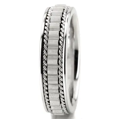 14K white gold 6mm. satin finish Hand-made-wedding-ring - alternate view 3 thumbnail